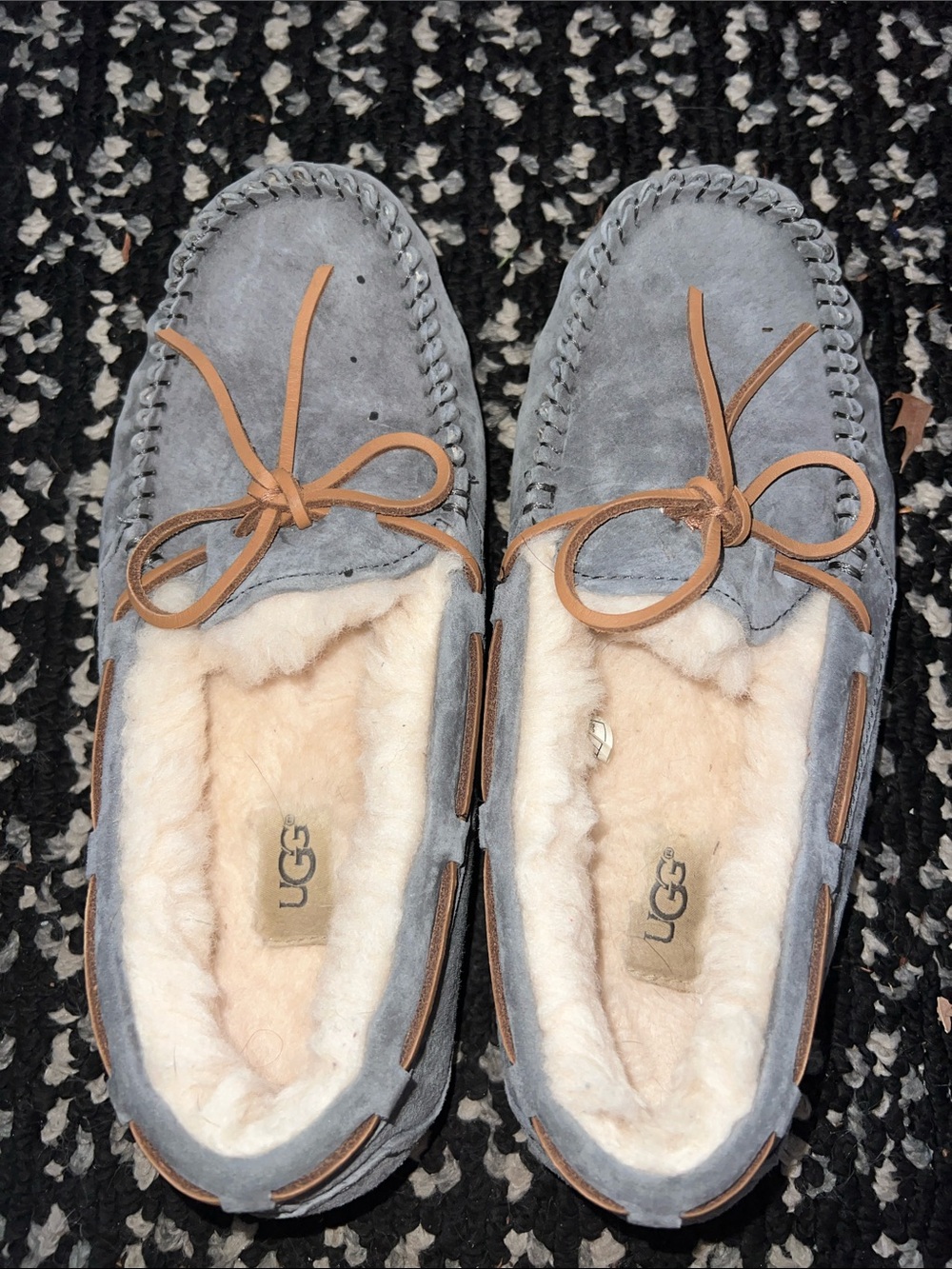UGG Women's Grey Suede Moccasins with Tan Leather Laces